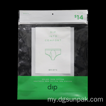 Bra Bra Panties ပလပ်စတစ်ထုပ်ပိုးအိတ်များချိတ်ဆွဲထားသောအပေါက်နှင့်အတူအိတ်များ